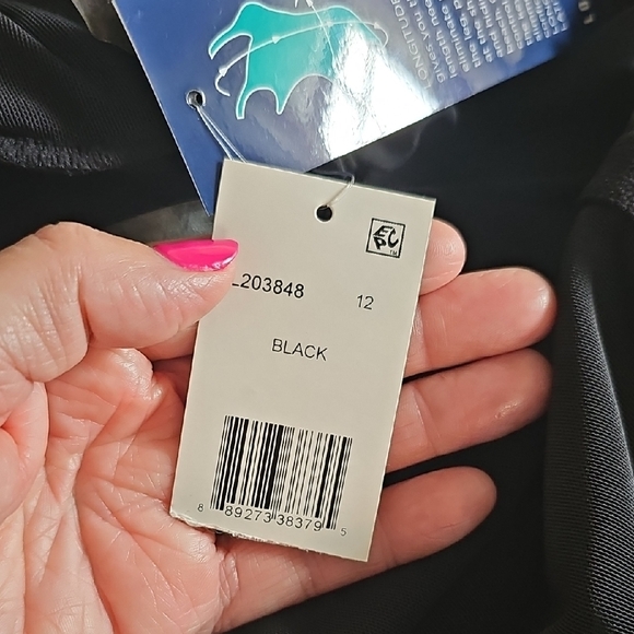 NWT Longitude One-Piece Black Swimsuit Size 12 - Picture 4 of 6